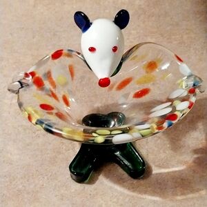 Murano lavorazione art glass bowl 6.5" wide 5" Tall nice piece no breaks/chips.